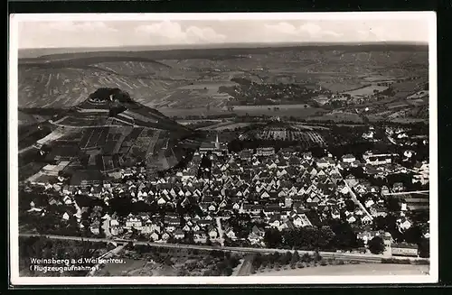 AK Weinsberg, Gesamtansicht vom Flugzeug aus gesehen