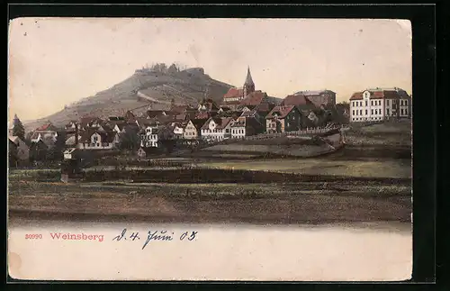 AK Weinsberg, Ortsansicht mit Kirche und Burg Weibertreu