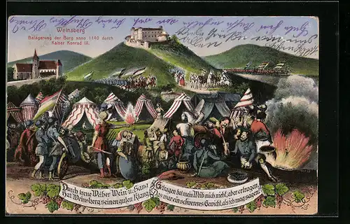 AK Weinsberg, Belagerung der Burg Weibertreu ann 1140 durch Kaiser Konrad III.