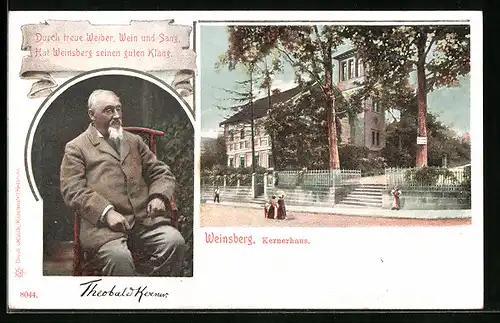 AK Weinsberg, Kernerhaus, Theobald Kerner auf einem Stuhl sitzend