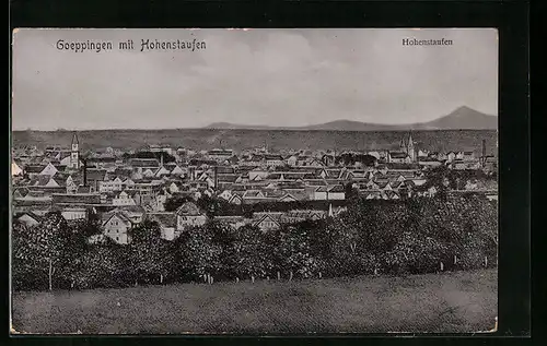 AK Göppingen, Ortsansicht mit Hohenstaufen