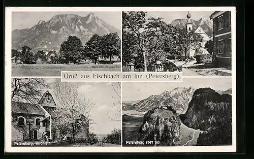 AK Fischbach am Inn, Ortsansicht, Strassenpartie, Kirchlein und Petersberg