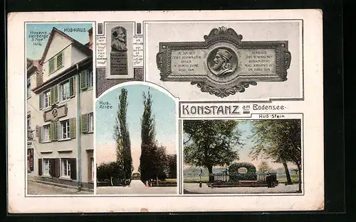 AK Konstanz a. B., Hus-Haus, Hus-Stein und Hus-Allee