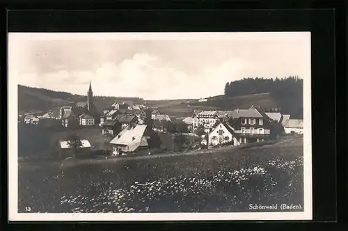 AK Schönwald / Baden, Ortsansicht aus der Vogelschau