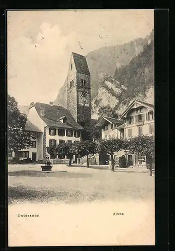 AK Unterseen, Blick zur Kirche