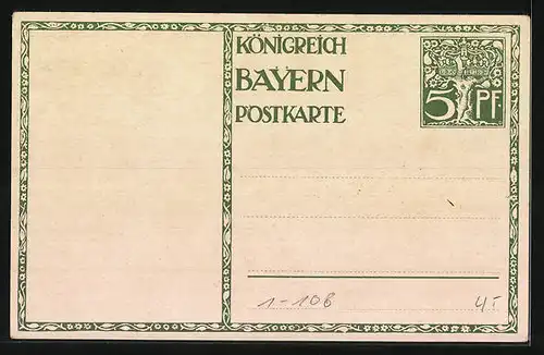 AK Engel hält das Porträt des Prinzregenten Luitpold von Bayern in den Händen, 1821 - 1911, Ganzsache