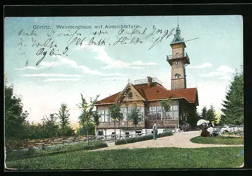 AK Görlitz, Gasthaus Weinberghaus mit Aussichtsturm