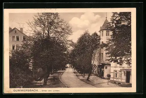 AK Gummersbach, Strasse Unter den Linden mit Geschäft