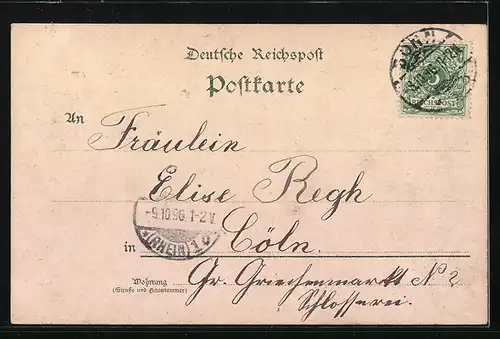 Lithographie Bonn, Münsterkirche, Protestantische Kirche, Kaiserplatz mit Poppelsdorfer Allee