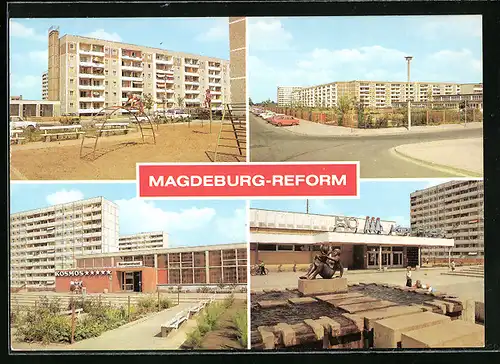 AK Magdeburg, HO-Gaststätte Kosmos, HO-Kaufhalle, Spielplatz an der Georgi-Dobrowski-Strasse