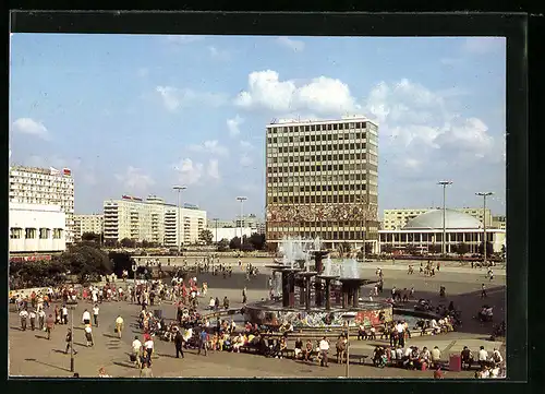 AK Berlin, Alexanderplatz mit Gaststätte und Brunnen