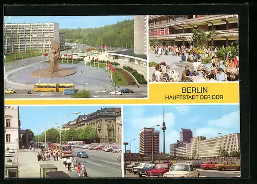 AK Berlin, Leninplatz, Rathausstrasse, Blick zum Fernseh- und UKW-Turm der Deutschen Post