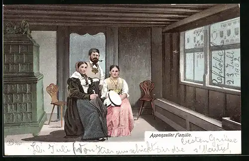 AK Appenzeller Familie in Trachtenkleidung