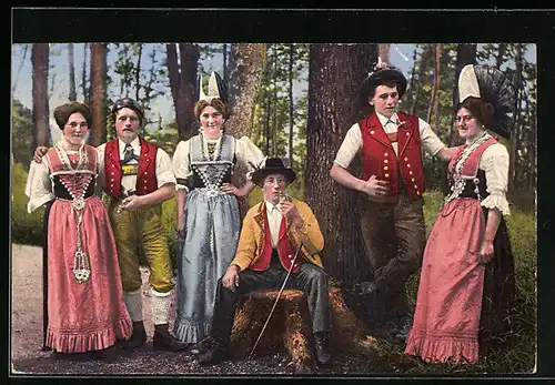 AK Männer und Frauen in Appenzeller-Trachten