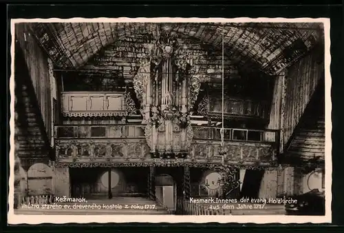 AK Kesmark, Inneres der evang. Holzkirche aus dem Jahre 1717