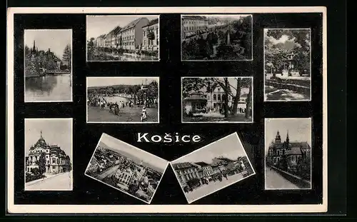 AK Kosice, Flusspartie, Strassenpartie, Brunnen