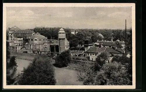 AK Piestany, Ortspartie aus der Vogelschau