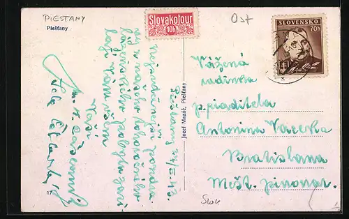 AK Piestany, Ortspartie aus der Vogelschau