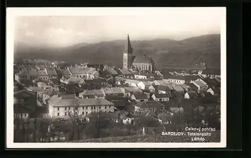 AK Bardejov, Ortsansicht aus der Vogelschau