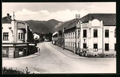 AK Vrútky, Strassenpartie mit Bergpanorama