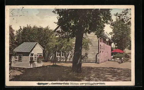AK Roetgen, Gasthaus und Pension Fritz Hütten am genagelten Stein, mit Gartenhaus