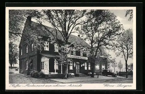 AK Werne-Langern /Bez. Münster, Kaffee-Restaurant-Pension zur schönen Aussicht, Bes. A. Hauschopp, Strassenansicht