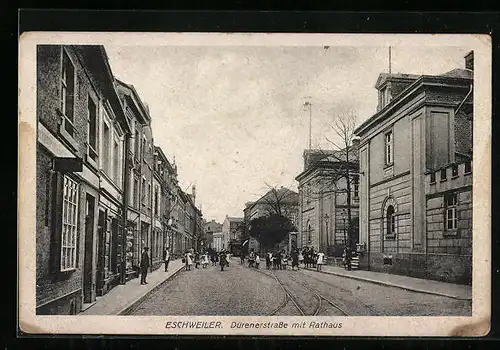 AK Eschweiler, Dürenerstrasse mit Rathaus