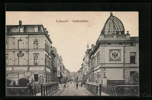 AK Eschweiler, Grabenstrasse mit Brücke