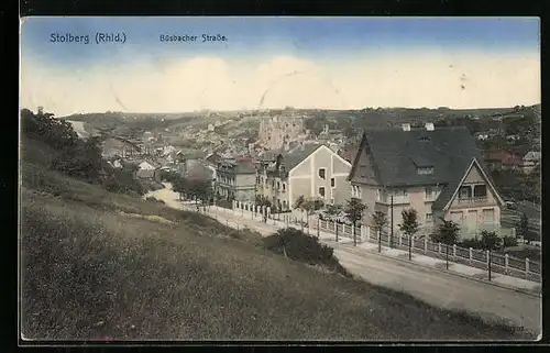 AK Stolberg /Rhld., Büsbacher Strasse mit Blick auf Ort und Burg