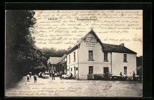 AK Aachen, Gasthof Forsthaus Siegel mit Strasse