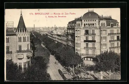 AK Barcelona, Ronda de San Pedro, Strassenbahn