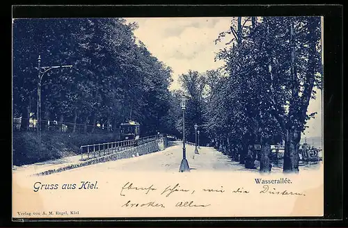 AK Kiel, Wasserallee mit Strassenbahn