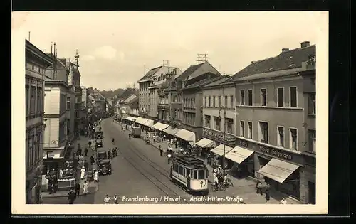 AK Brandenburg /Havel, Strasse mit Strassenbahn