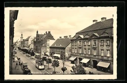 AK Brandenburg /Havel, Strasse mit Strassenbahn