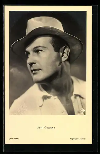 AK Opernsänger Jan Kiepura mit Hut und offenem Kragen