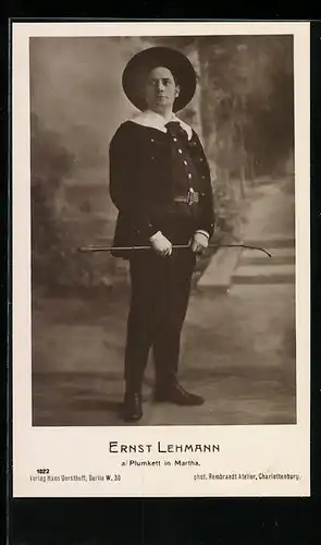 AK Opernsänger Ernst Lehmann a. Plumkett in Martha