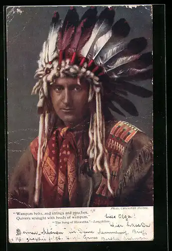 AK Junger Indianer mit Federschmuck
