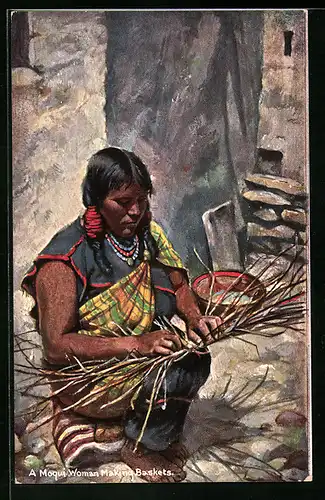 AK A Moqui Woman Making Baskets