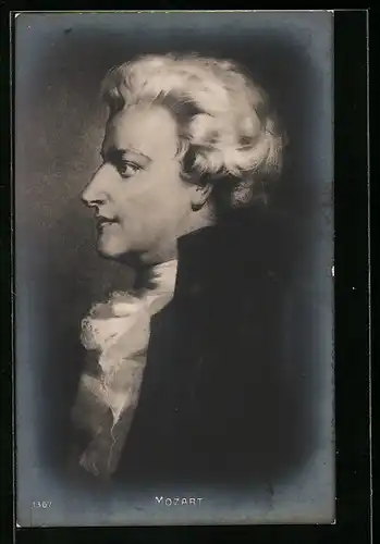 AK Portrait von Wolfgang Amadeus Mozart im Profil