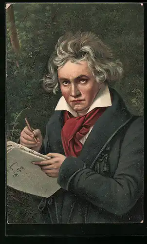 AK Ludwig van Beethoven mit einem Notenheft