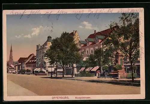 AK Offenburg, Blick auf die Hauptstrasse
