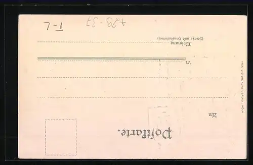 Passepartout-Lithographie Aachen, Elisenbrunnen und Wappen