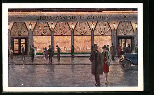 Künstler-AK Köln-Neustadt, Urbans Gaststätte am Ring, Hohenzollernring