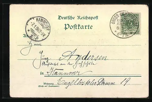 Lithographie Gr. Lichterfelde, Haupt-Kadettenanstalt, FEldmarschallsaal