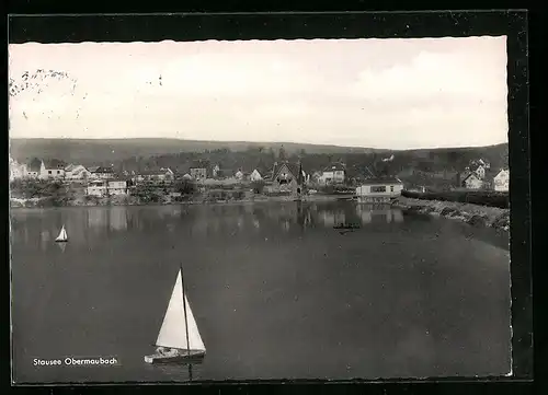 AK Obermaubach, Blick auf Stausee mit Booten