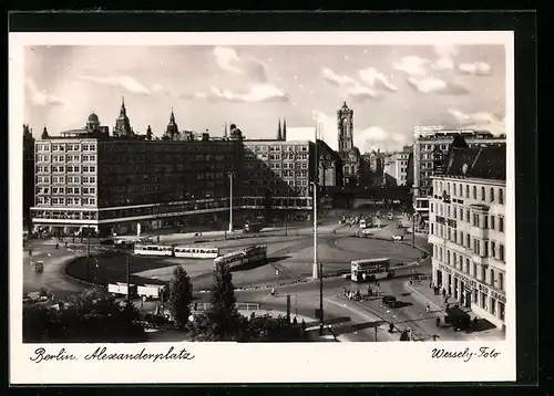 AK Berlin, Alexanderplatz mit Strassenbahnen