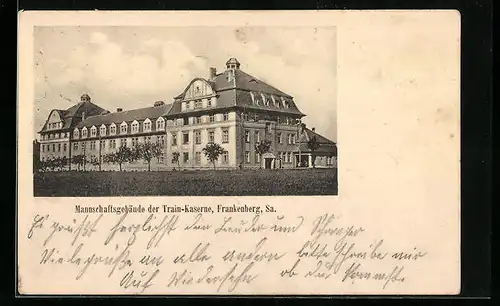AK Frankenberg /Sa., Mannschaftsgebäude der Train-Kaserne
