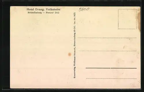 AK Hohenlimburg, Hotel Evangelisches Volksheim, Innenansicht