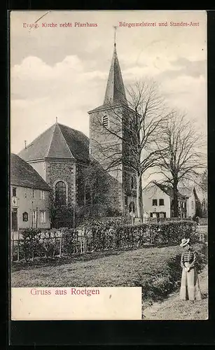 AK Roetgen, Evang. Kirche nebst Pfarrhaus, Bürgermeisterei und Standes-Amt