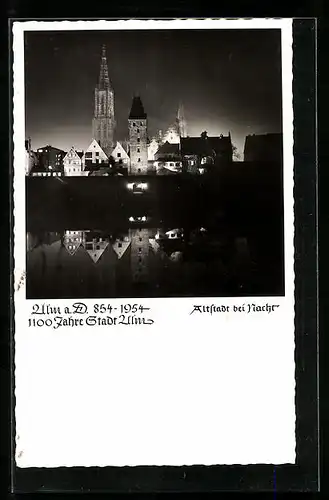 AK Ulm a. D., Altstadt bei Nacht